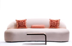 Blush Pink Boucle Sculptural Sofa by Directional, circa 1980