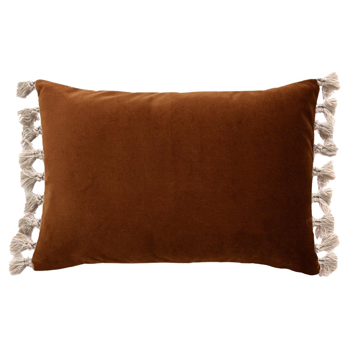 Cuscino decorativo fatto a mano in velluto marrone Blush Deluxe