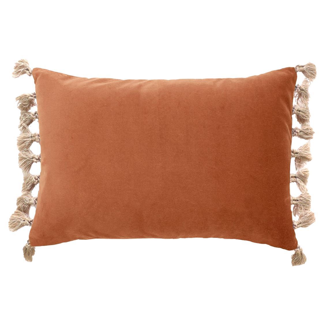 Coussin décoratif en velours Blush Camel Deluxe fait à la main en vente