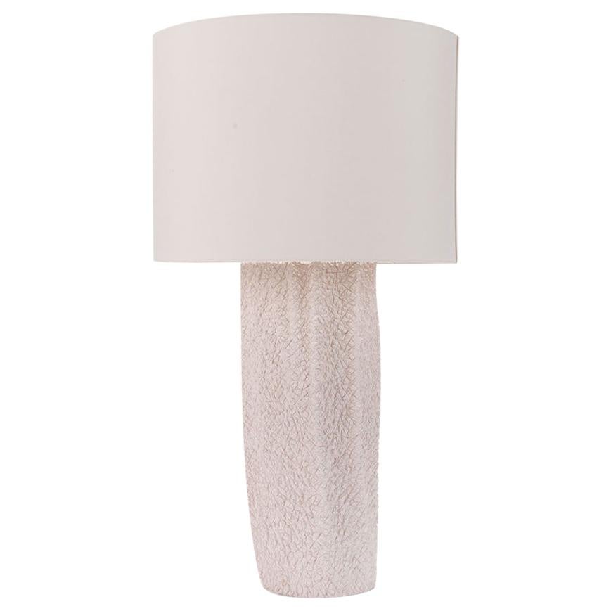 Blush Colored Elephant Textured Ceramic Table Lamp with Linen Lamp Shade, Gilles