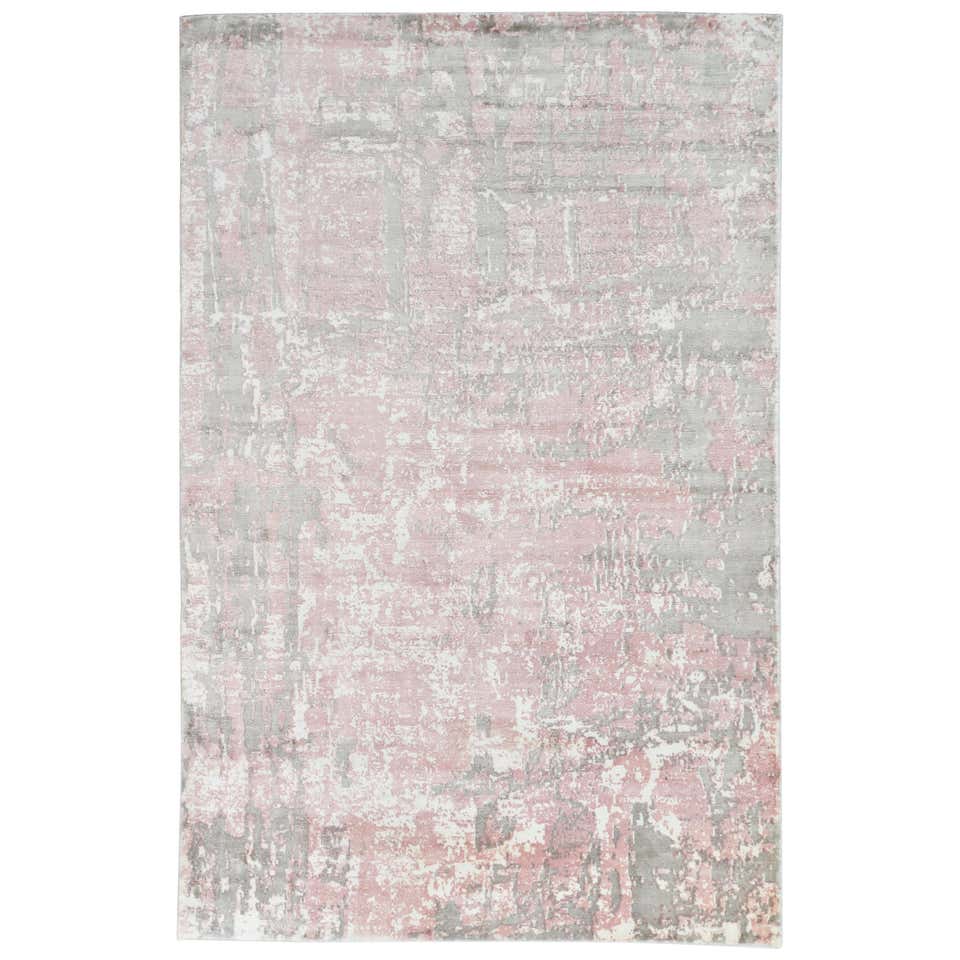 Silver and Blush Abstract Contemporary Rug For Sale at 1stDibs