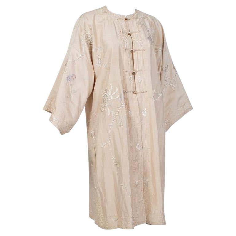 Blush Edwardian *Larger Size* Padded Canton Silk Embroidered Robe - O/S ...