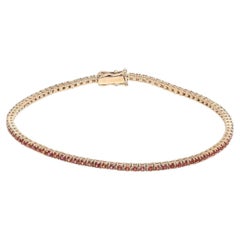Bracciale Tennis in oro giallo 14K (personalizzato) con zaffiro rosa Blush Ember