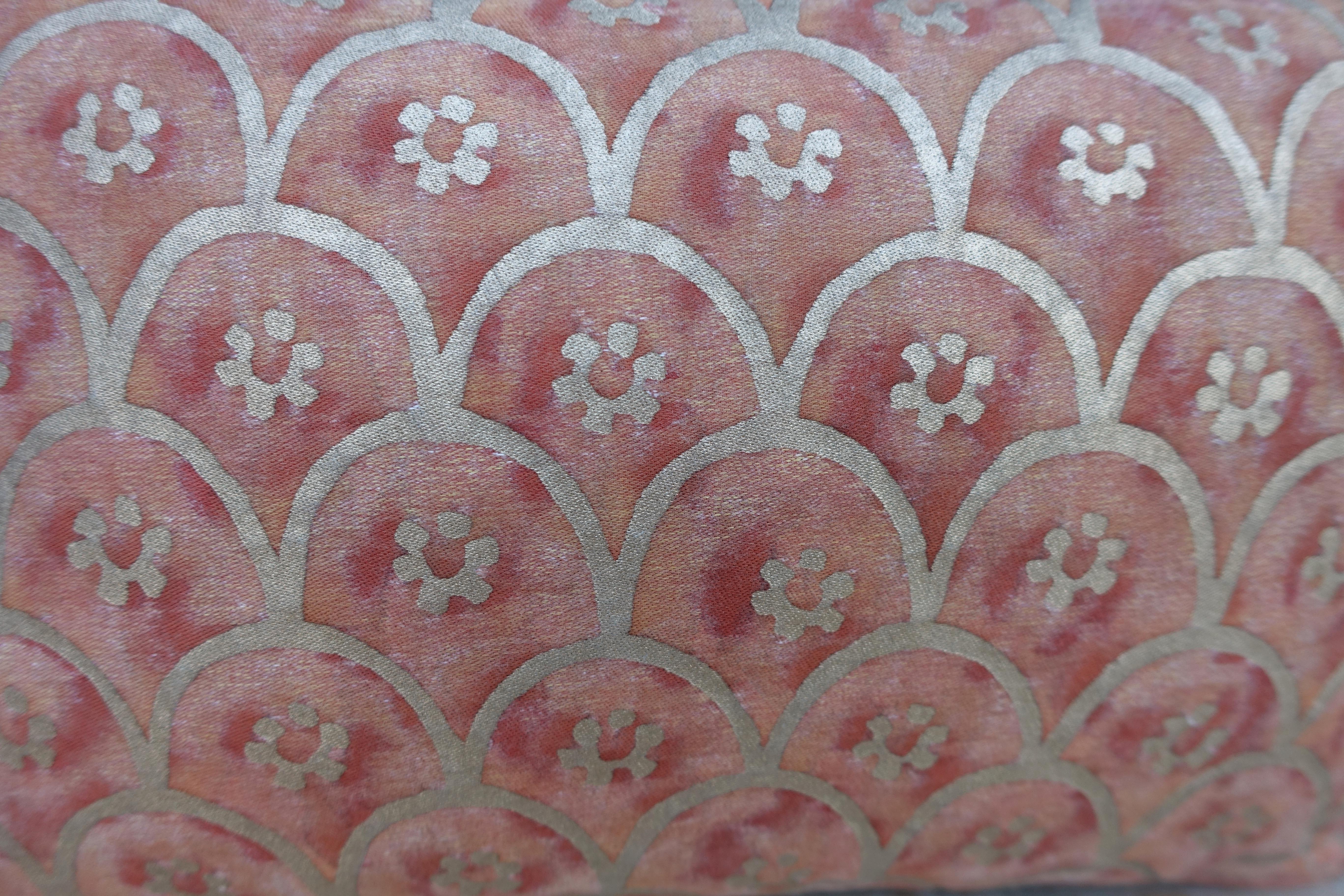 Italian Blush Fortuny Pillow with Hearts