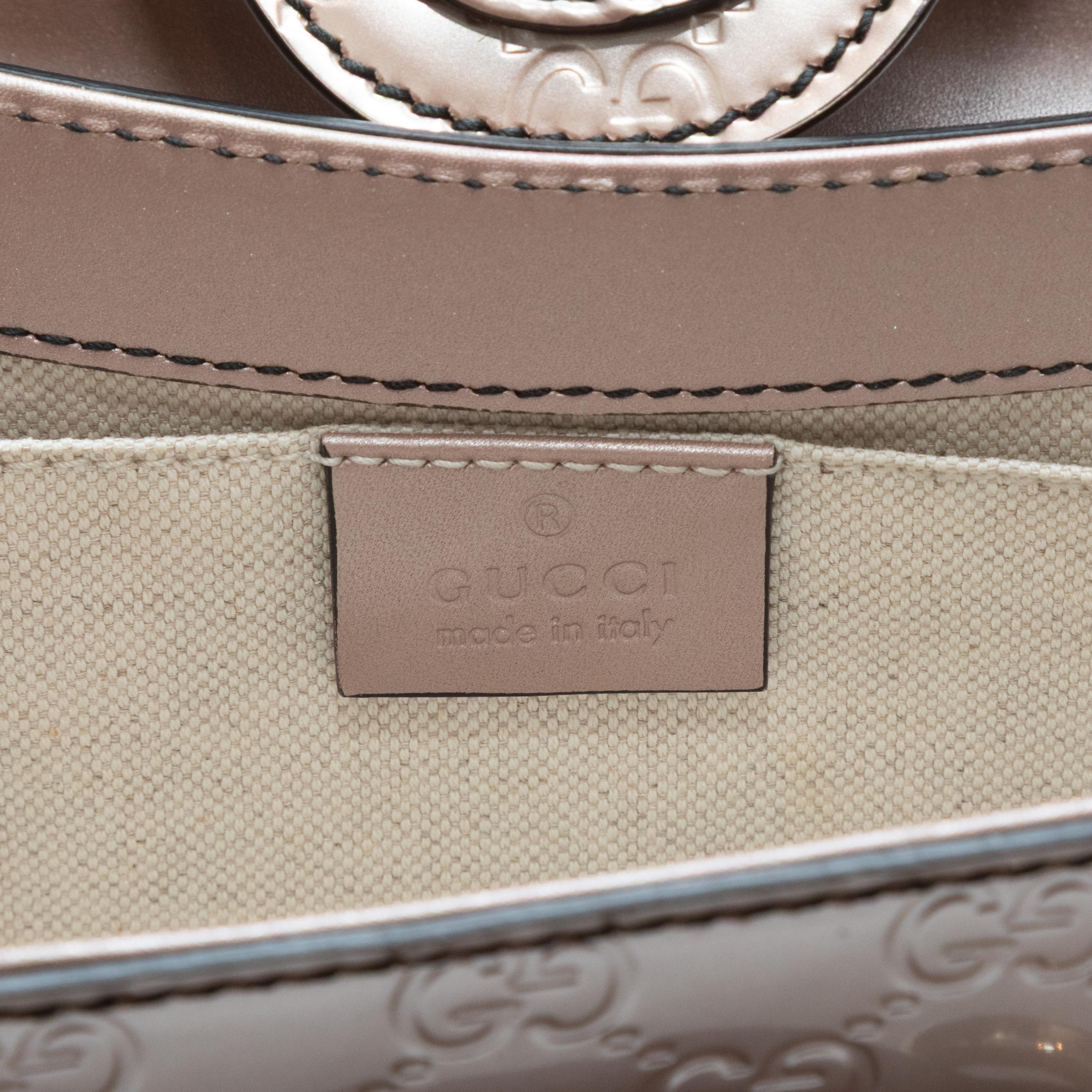 Women's Blush Gucci Metallic Guccissima Emily Handbag