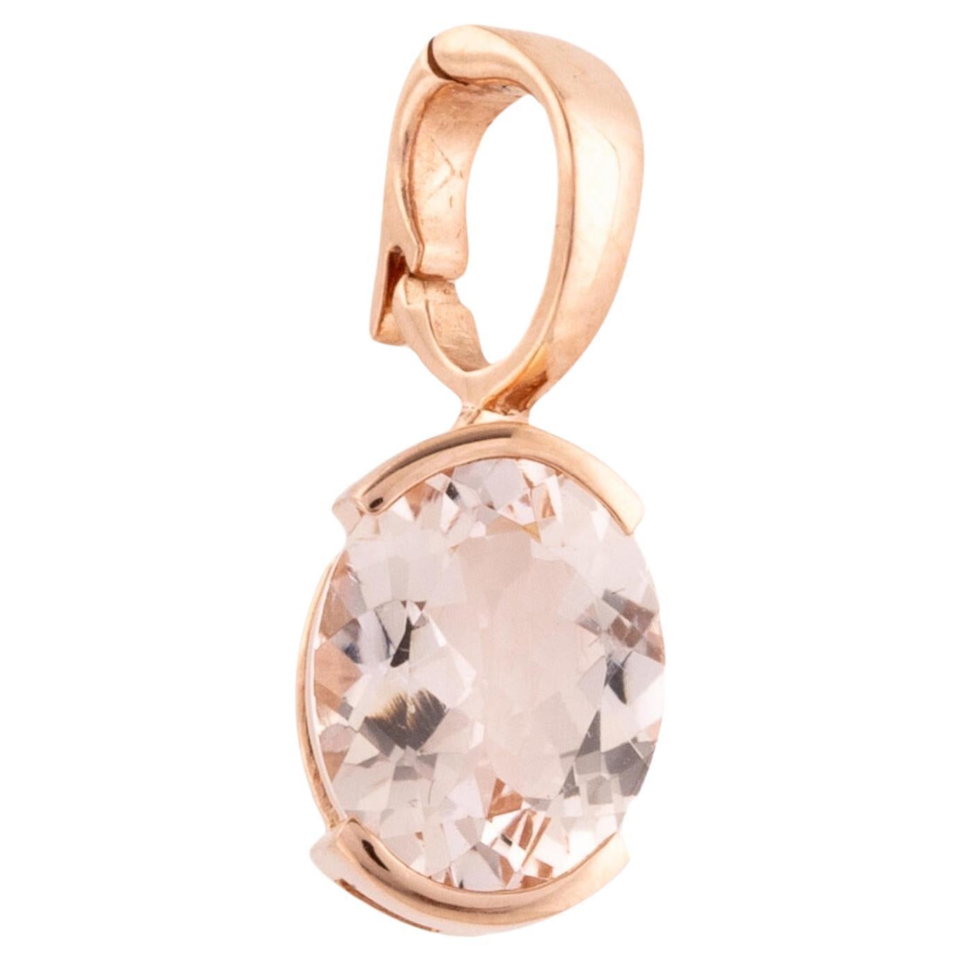 Luxury 14K 2.50ctw Morganite Pendant - Exquisite Gemstone Statement in Rose Gold For Sale