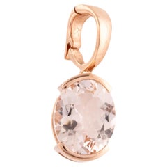 Pendentif de luxe en or rose 14 carats avec morganite de 2,50 carats - Exquise pierre précieuse