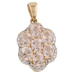 Magnifique pendentif en diamant et morganite 14 carats - Pièce d'exception élégante de la pierre précieuse