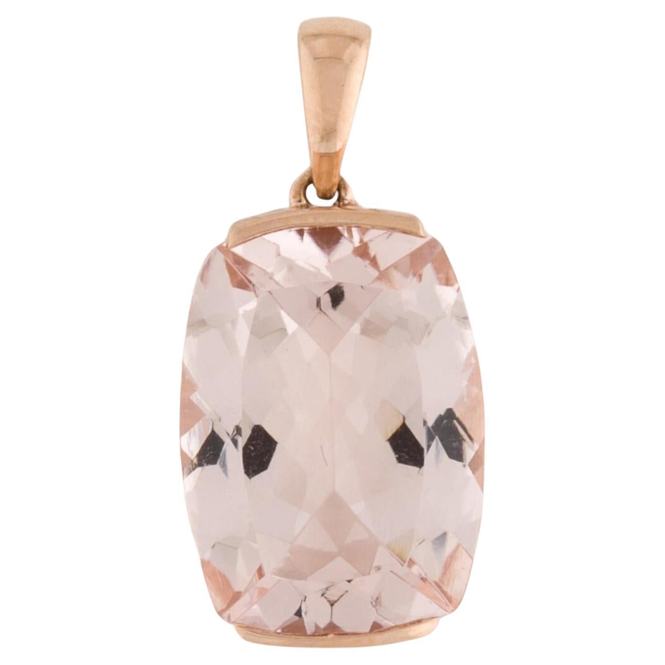 14K 8.86ct Morganite Pendant - Elegant & Timeless Gemstone Statement Piece For Sale