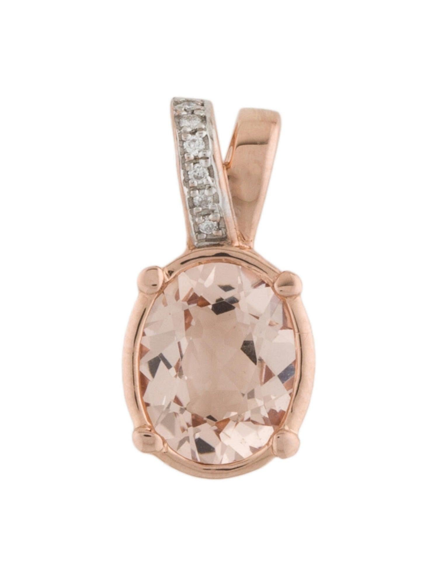 Luxurious 14K Diamond & Morganite Pendant - Elegant Gemstone Statement Piece In New Condition For Sale In Holtsville, NY