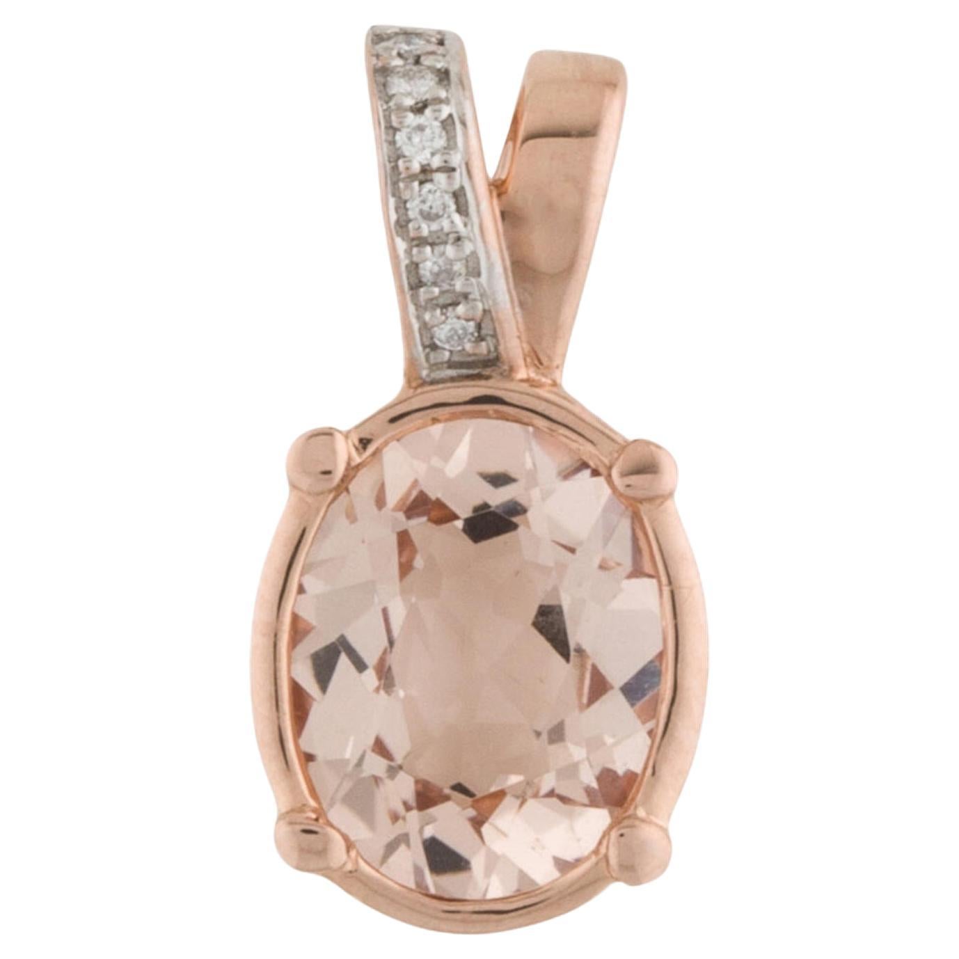 Luxurious 14K Diamond & Morganite Pendant - Elegant Gemstone Statement Piece For Sale