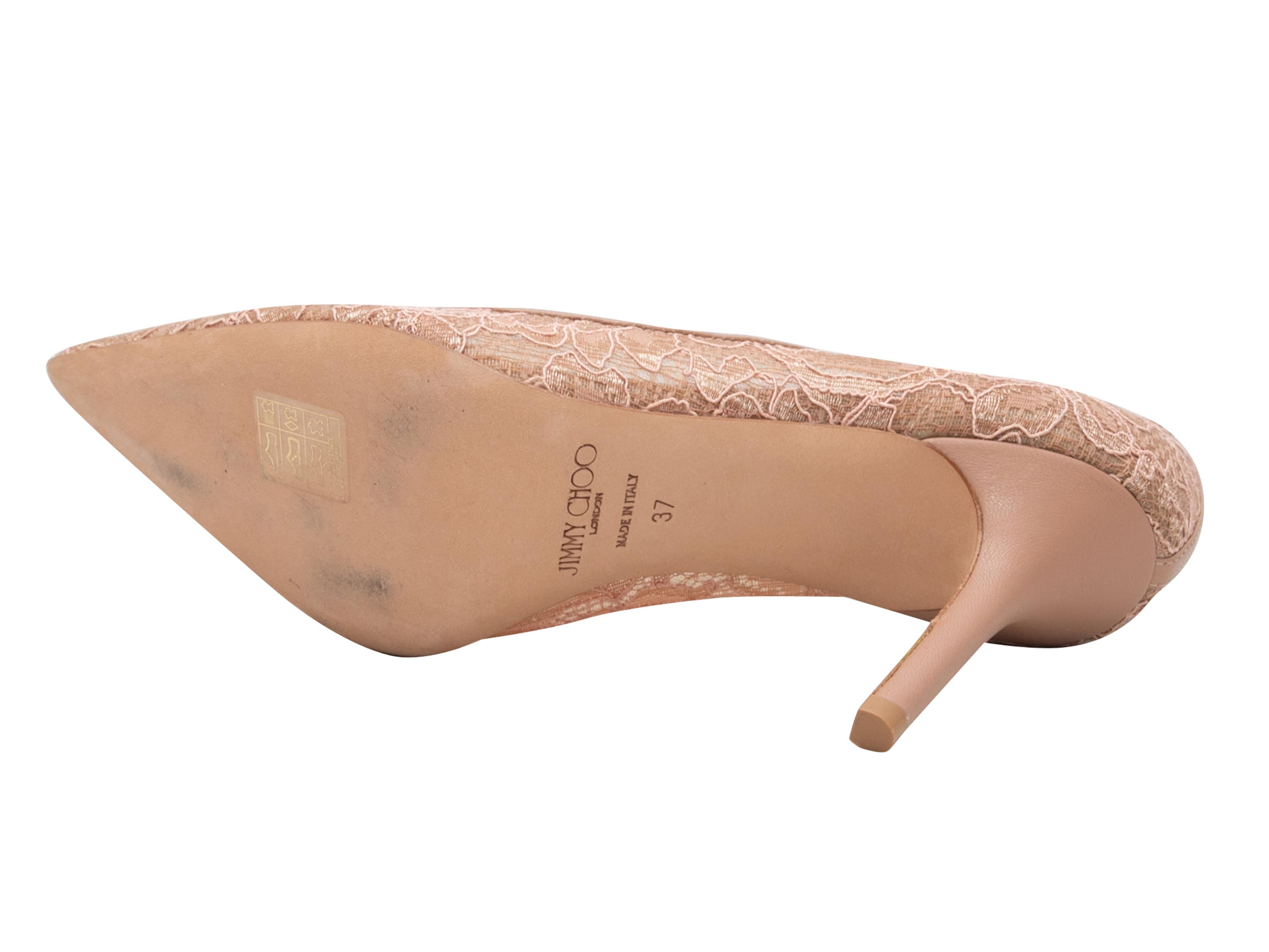 De las mujeres Blush Jimmy Choo Pointed-Toe Lace Pumps Size 37 en venta