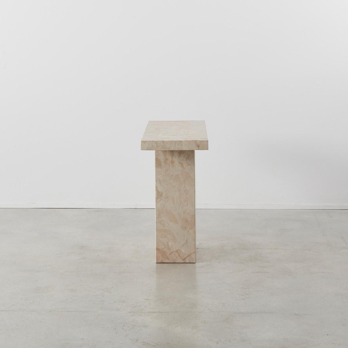 Blush Marble Console Table, Italy, 1970s In Good Condition In London, GB