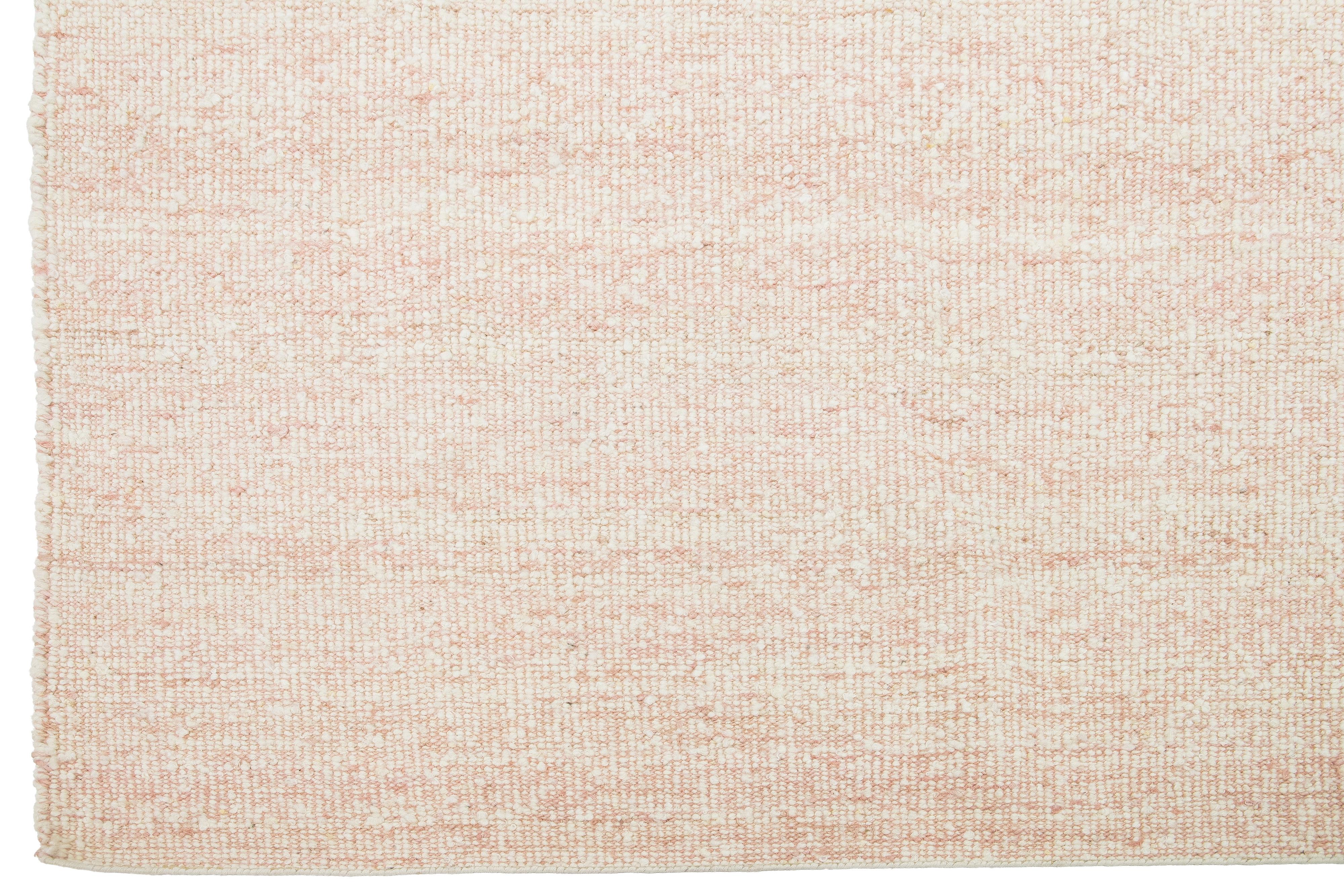 Blush Modern Natural Style Handmade Wool and Jute Rug For Sale 1