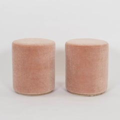 Cubist Pink Blush Mohair Pouf Ottoman