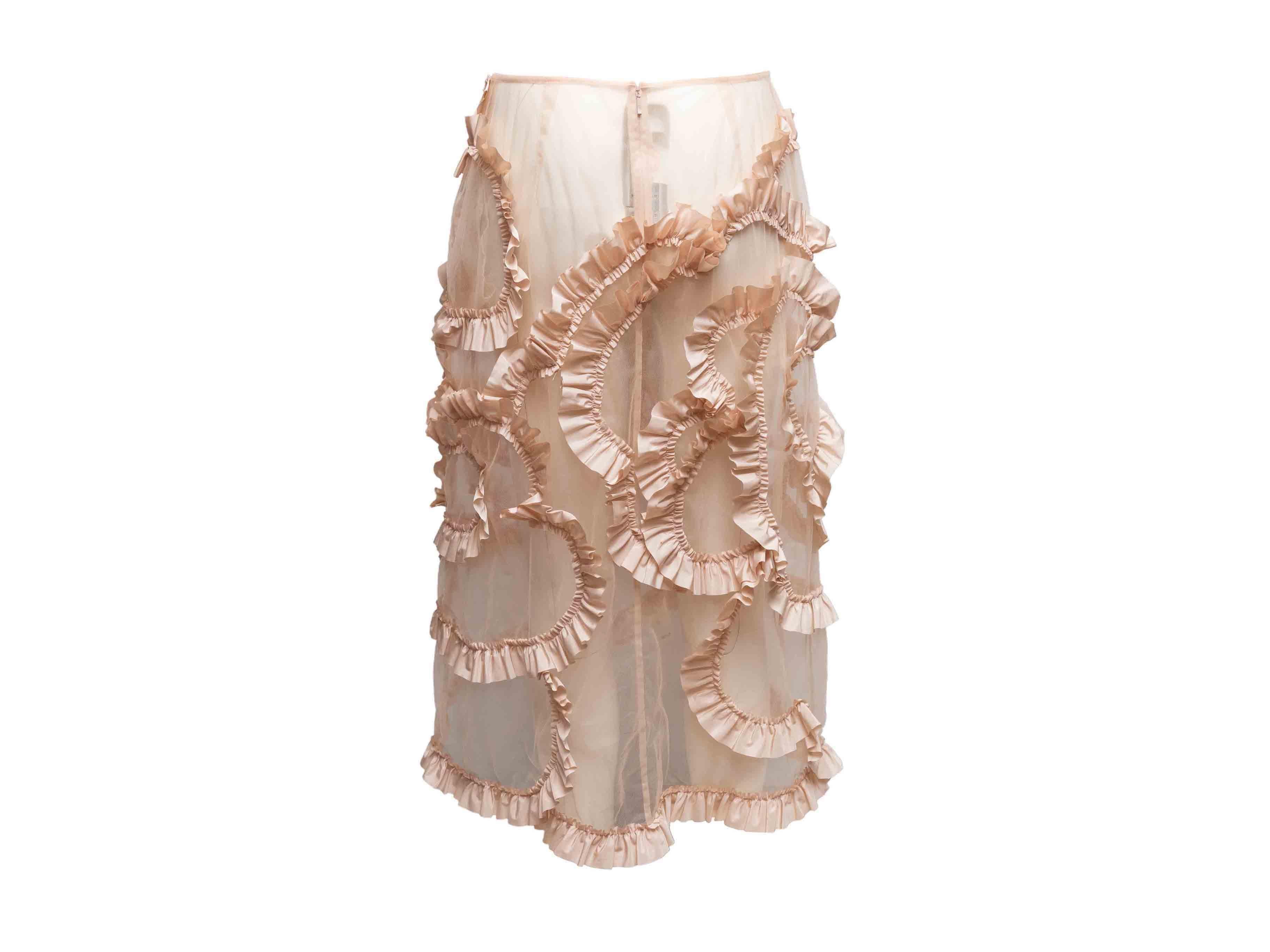 Beige Gonna al ginocchio con volant in rete Moncler Blush Taglia IT 46 in vendita