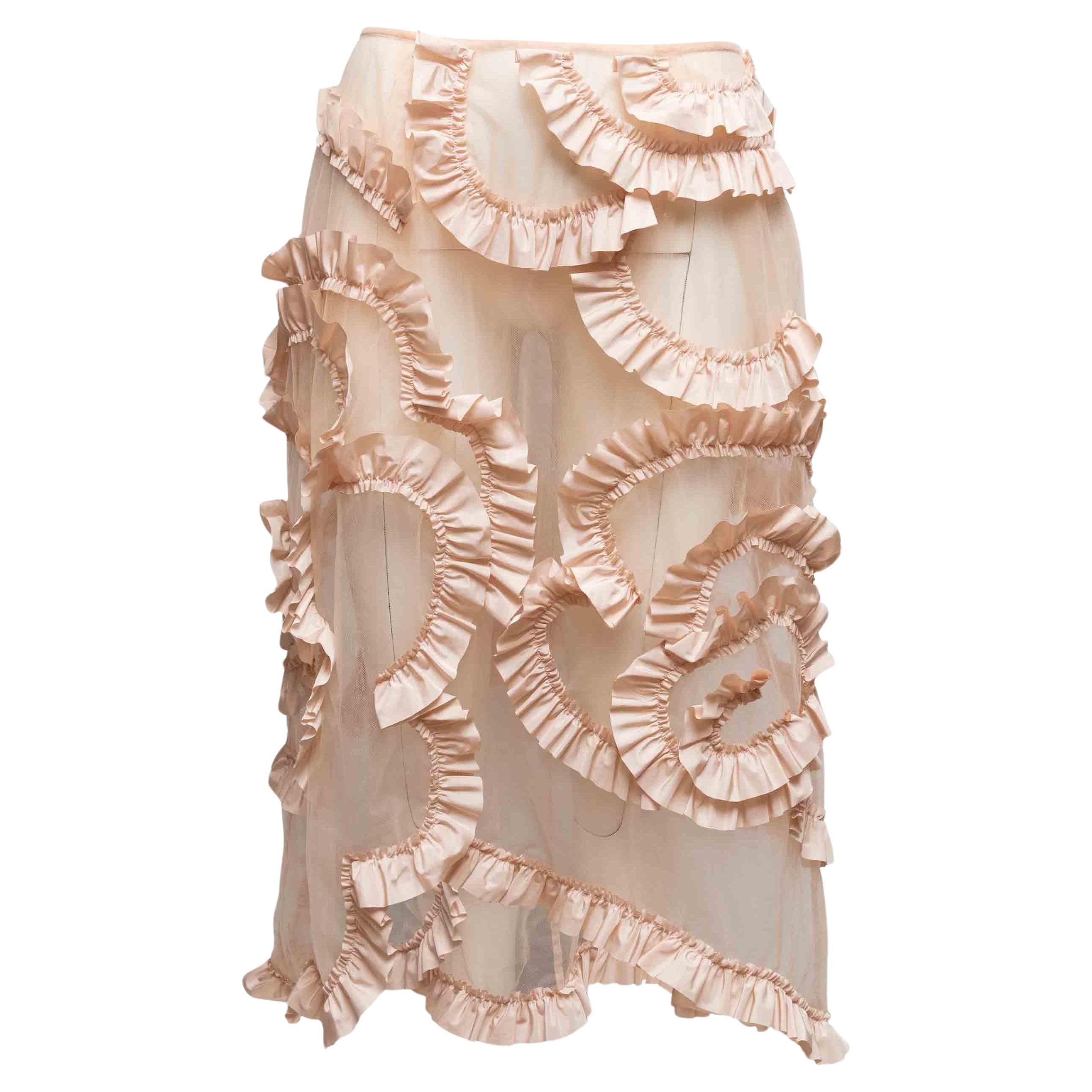 Gonna al ginocchio con volant in rete Moncler Blush Taglia IT 46 in vendita