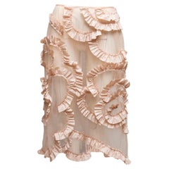 Blush Moncler Mesh Ruffle Knee-Length Skirt Size IT 46