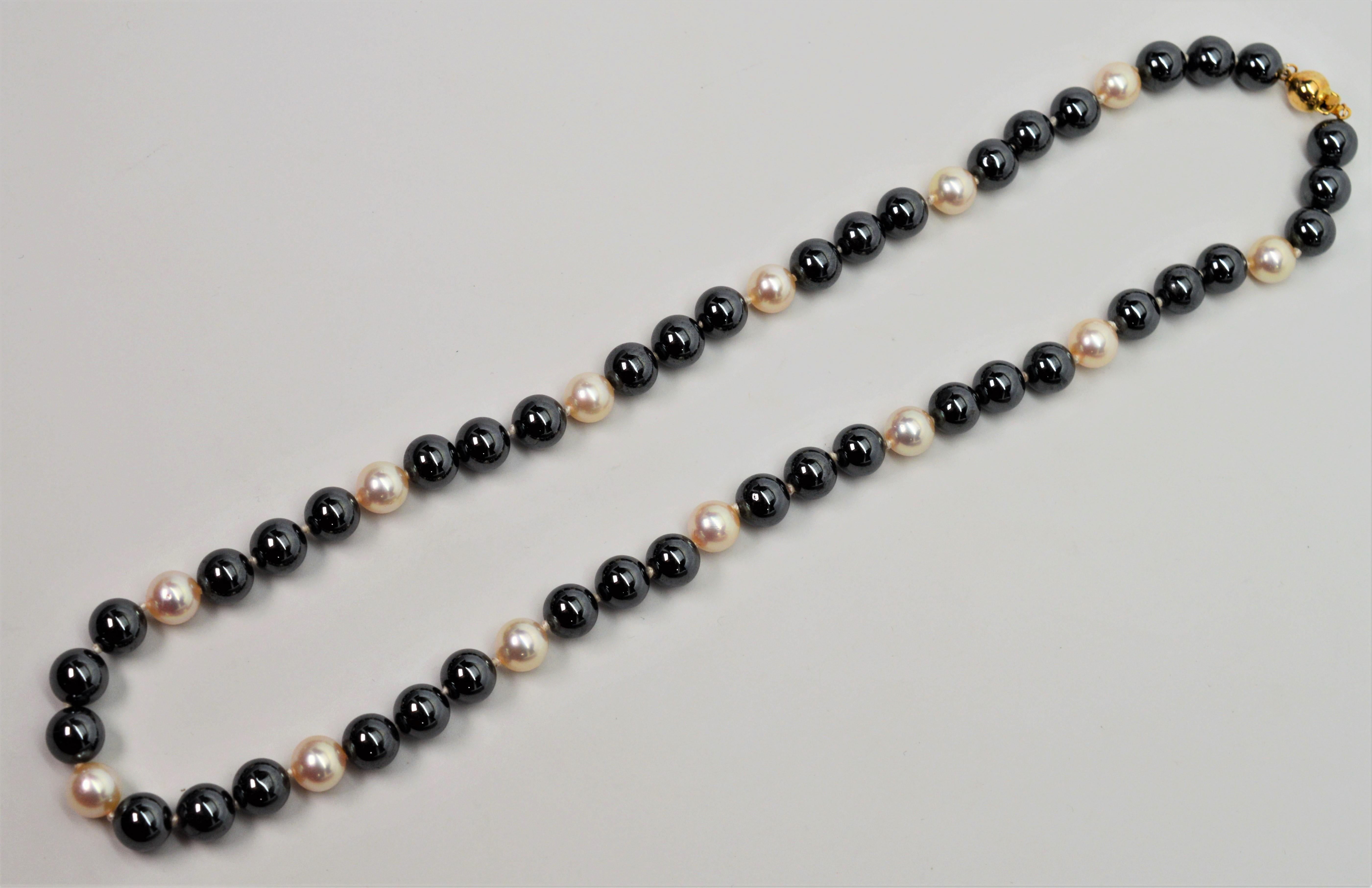 hematite and pearl necklace