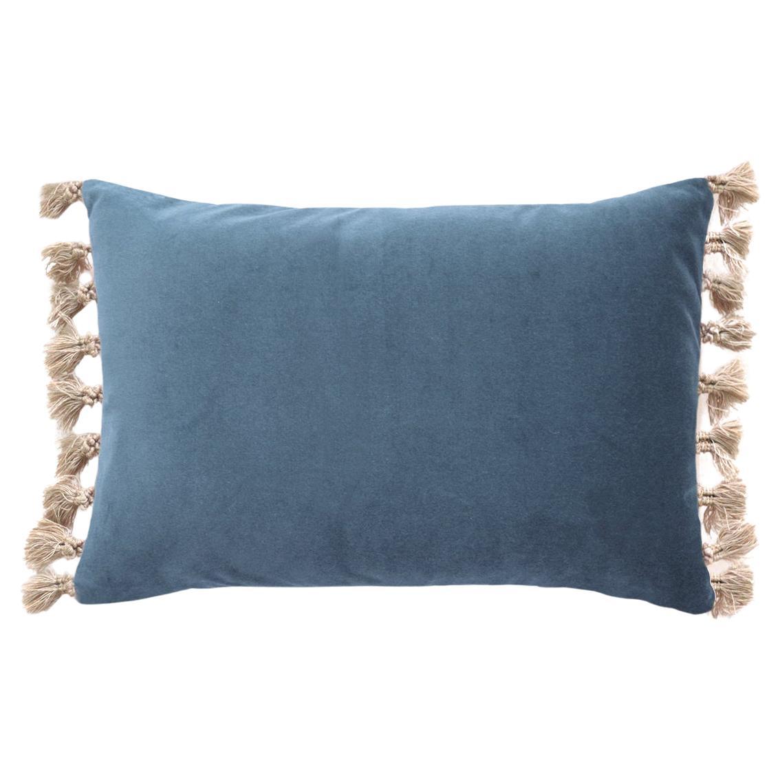 Cuscino decorativo fatto a mano in velluto blu petrolio Blush Deluxe