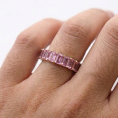4.95ct Step-Cut Pink Sapphire 14K Yellow Gold Eternity Ring