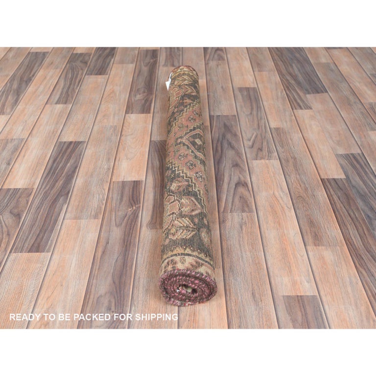 Blush Pink Bohemian Old Persian Shiraz Sheared Low Worn Wool Hand