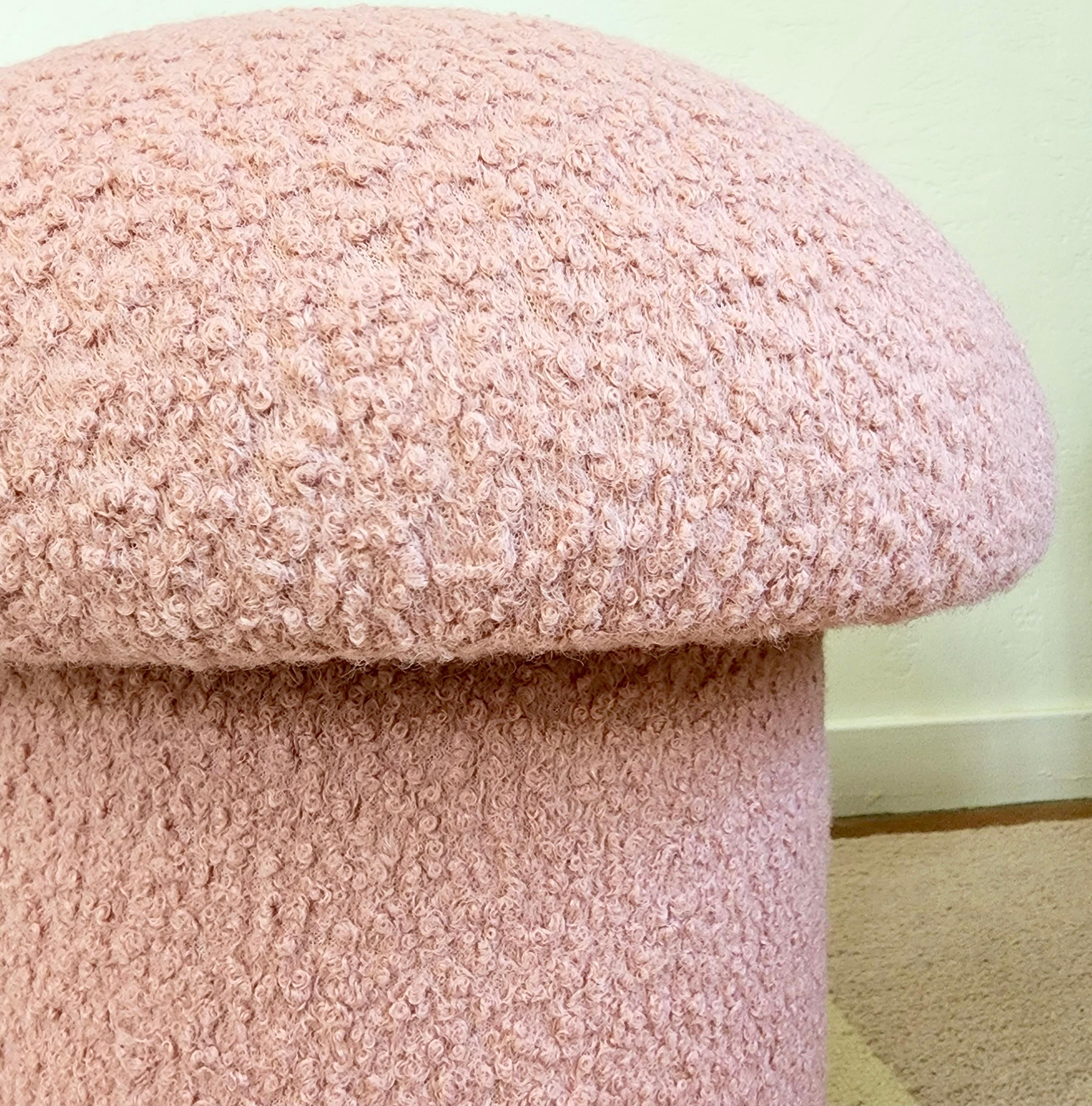 pink boucle ottoman