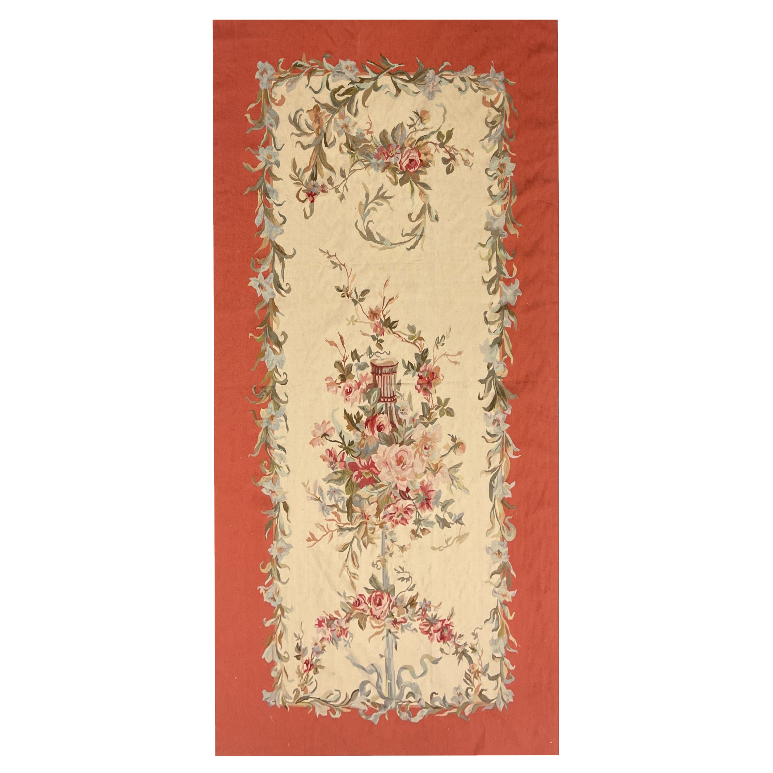 Tapis Aubusson vase floral tissé à la main Home Needlepoint
