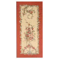 Blush Pink Carpet Aubusson Rug Vase Floral Area Rug Handwoven Home Needlepoint