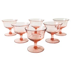 Vintage Blush Pink Coupe Glasses, Set of 6