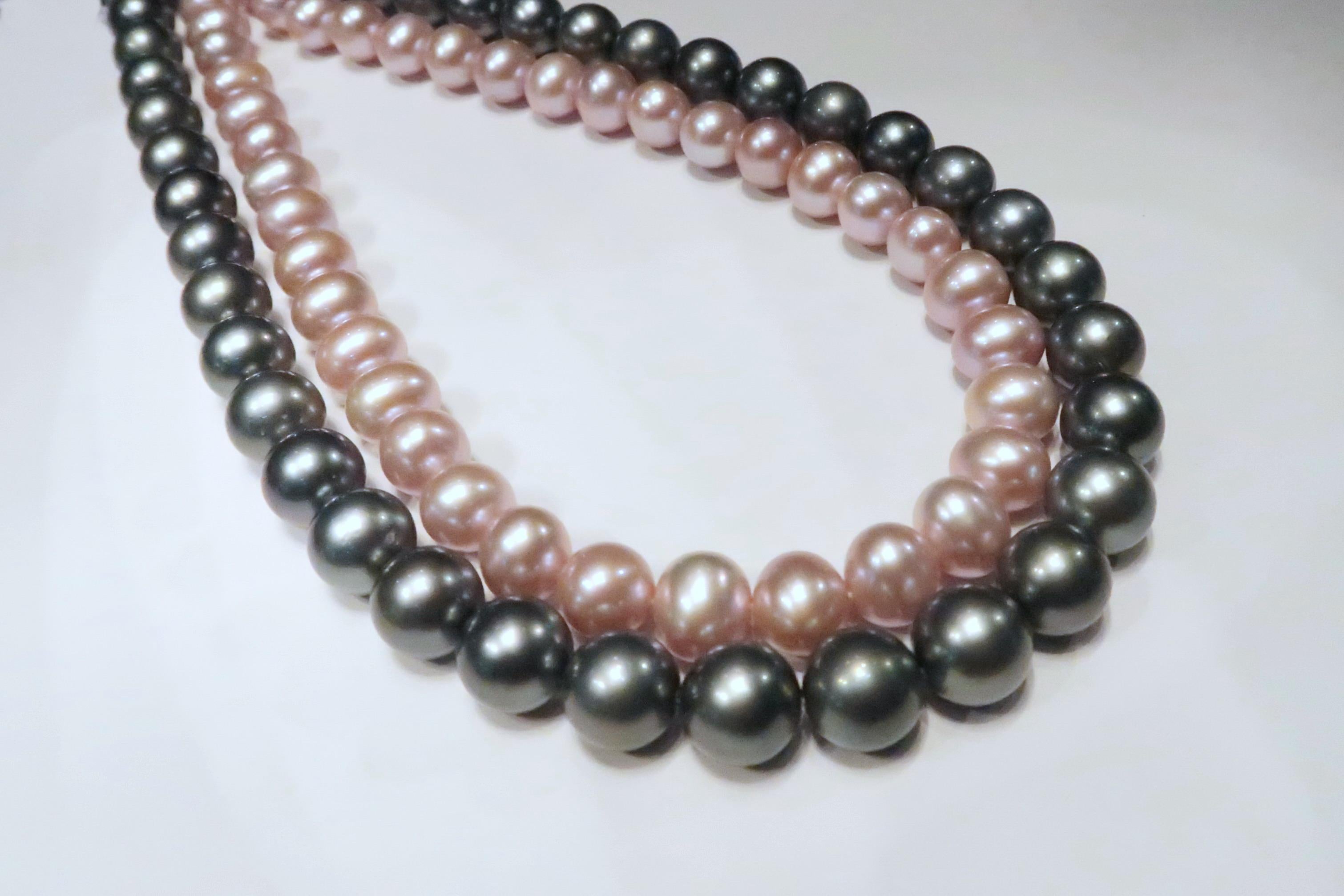 Halskette mit Zucht-Süßwasserperlen in Rosa von Blush Pink im Zustand „Neu“ im Angebot in Bangkok, TH