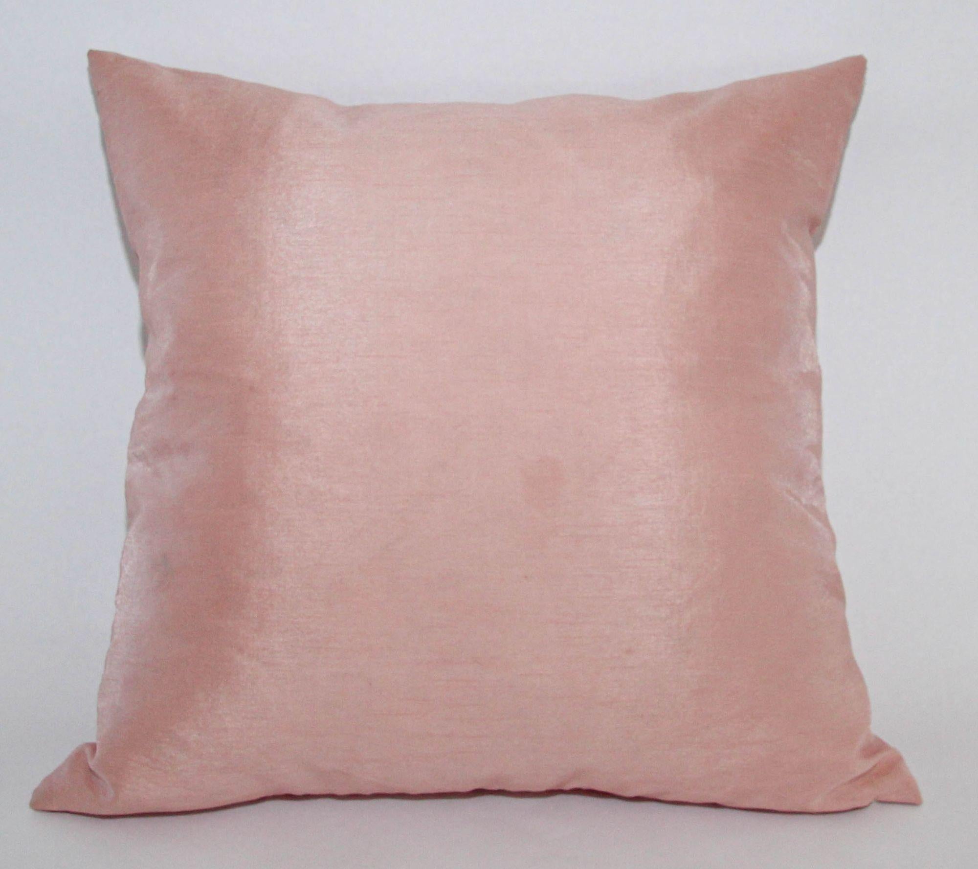 Blush Pink Dupioni Silk luxury Decorative Throw Pillow For Sale 2