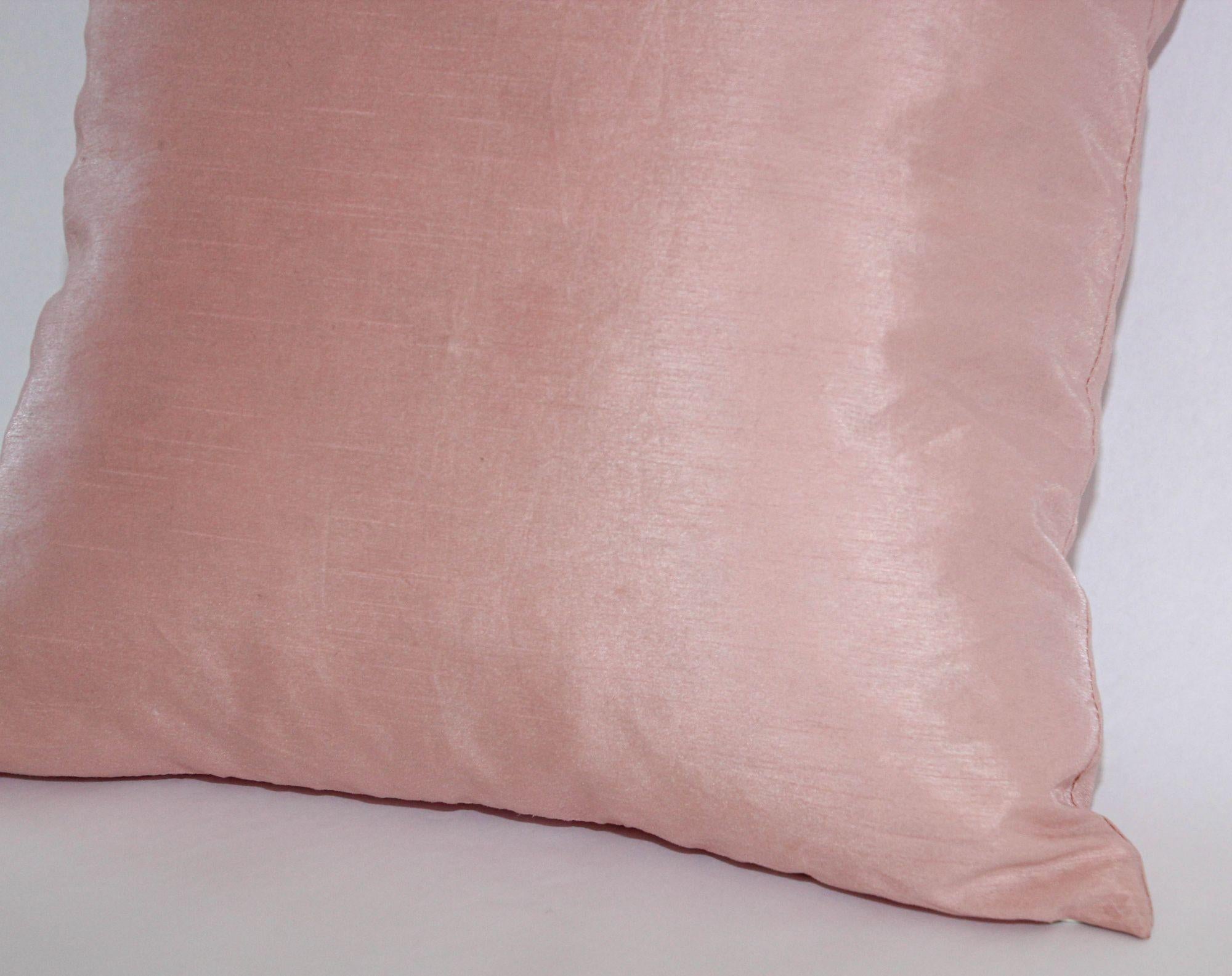 Blush Pink Dupioni Silk luxury Decorative Throw Pillow For Sale 3