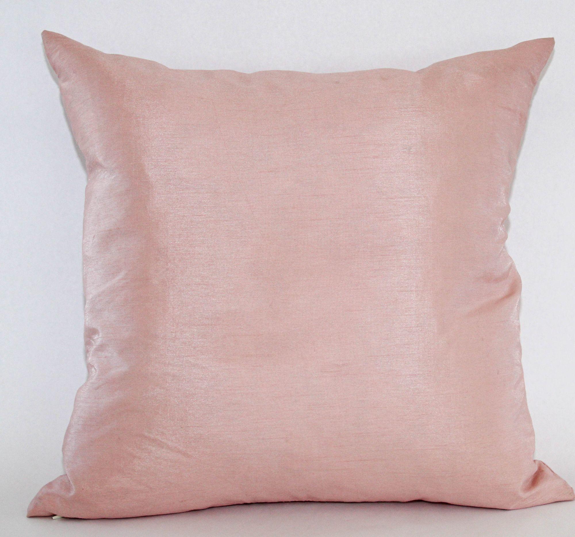 Blush Pink Dupioni Silk luxury Decorative Throw Pillow For Sale 4