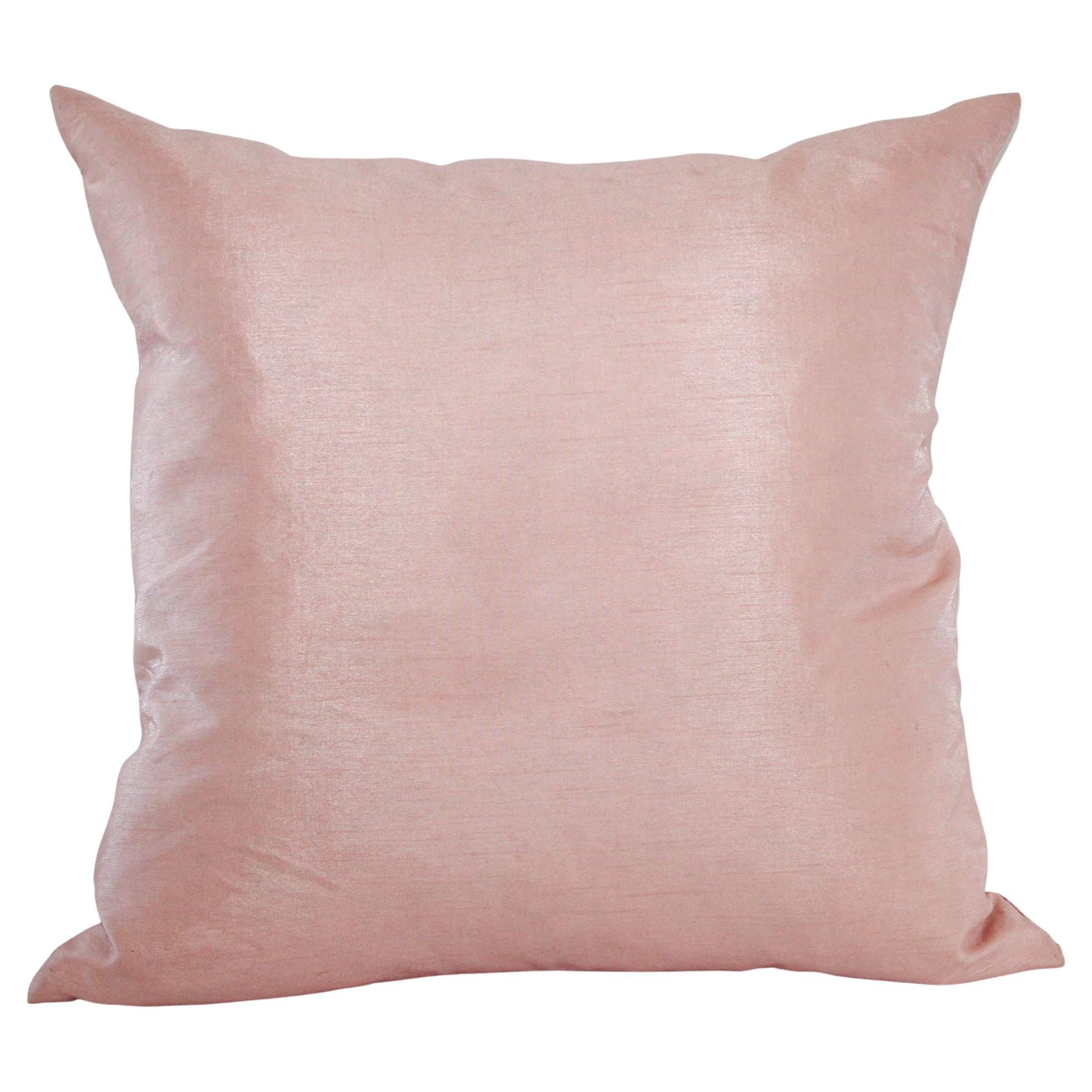 Blush Pink Dupioni Silk luxury Decorative Throw Pillow For Sale