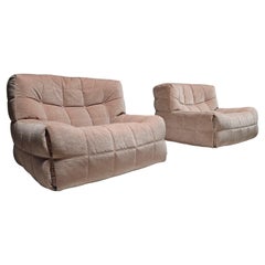 Poltrone da salotto Kashima rosa smeraldo di Michel Ducaroy per Ligne Roset, anni '70