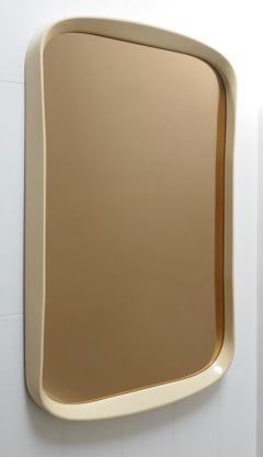 Blush Pink Lacquered Mirror, France 1970s