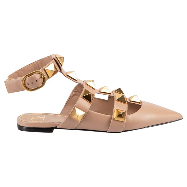 Blush Pink Leather Rockstud Sandals Size IT 36.5