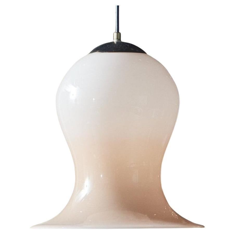 Blush Pink Murano Glass Pendant Light Attributed to Vistosi, Italy 1970s For Sale
