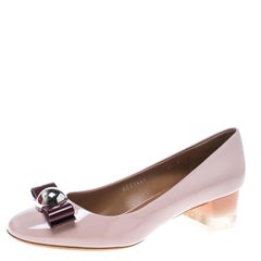 Blush Pink Patent Leather Fiammetta Plexiglass Heel Pumps Size 39