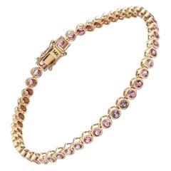 Blush Pink Sapphire 14K (Custom) Yellow Gold Tennis Bracelet