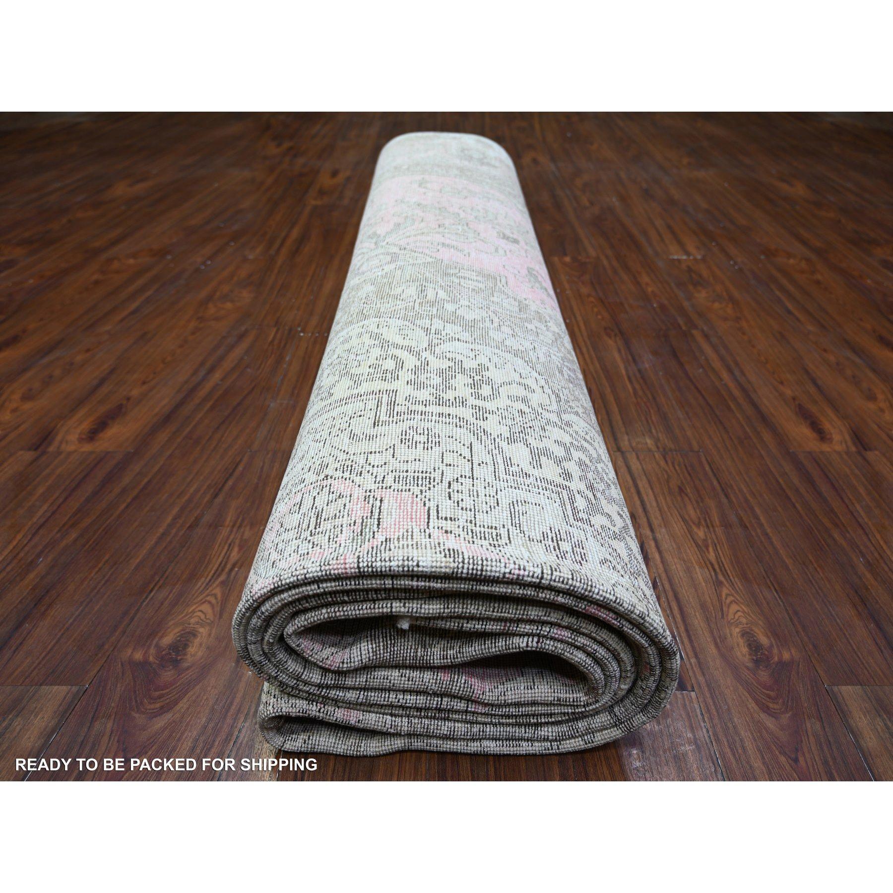 Blush Pink Vintage Tabriz abgenutzt weiche Wolle handgeknüpft Teppich 11'3 