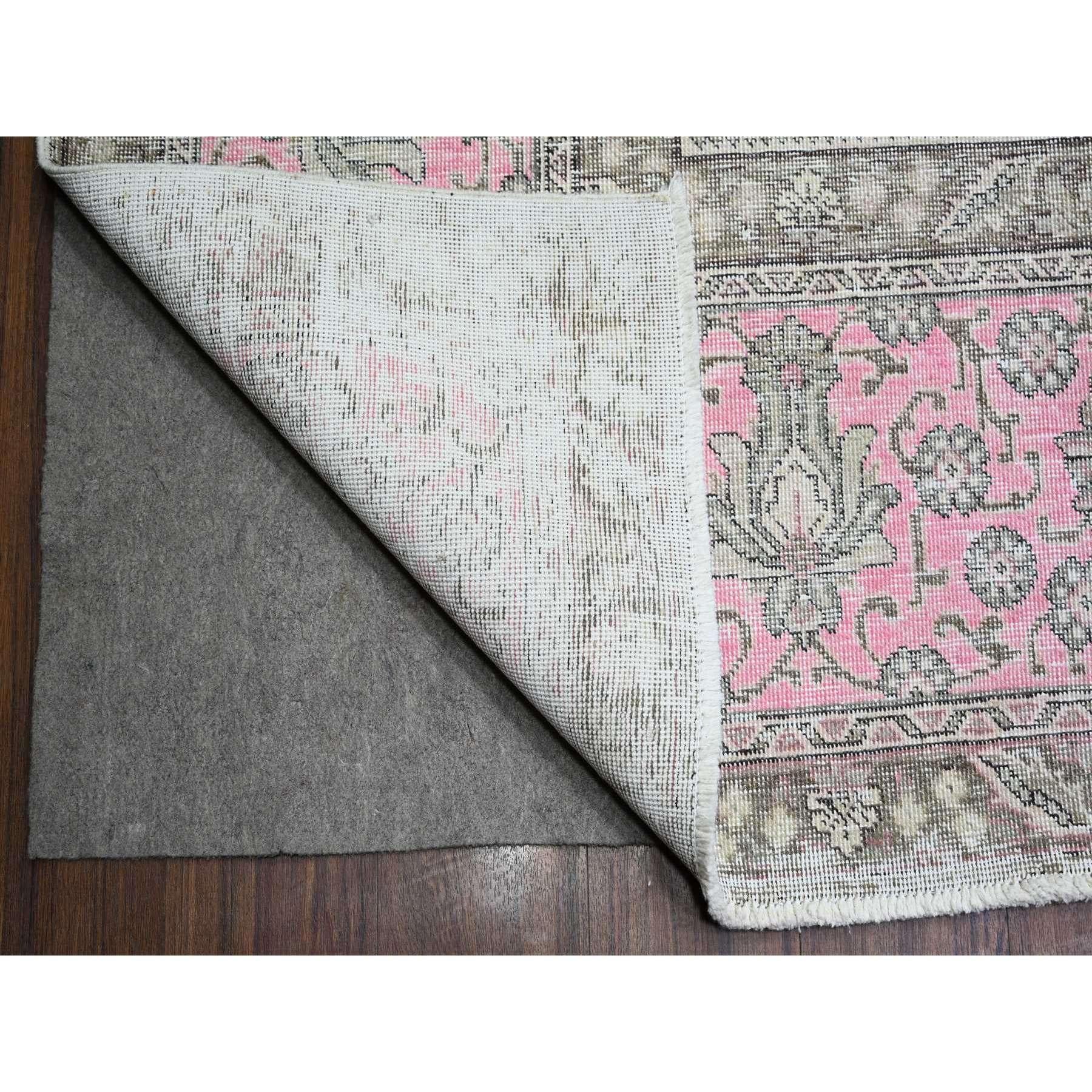 Hand-Knotted Blush Pink Vintage Tabriz Worn Out Soft Wool Hand Knotted Rug 11'3