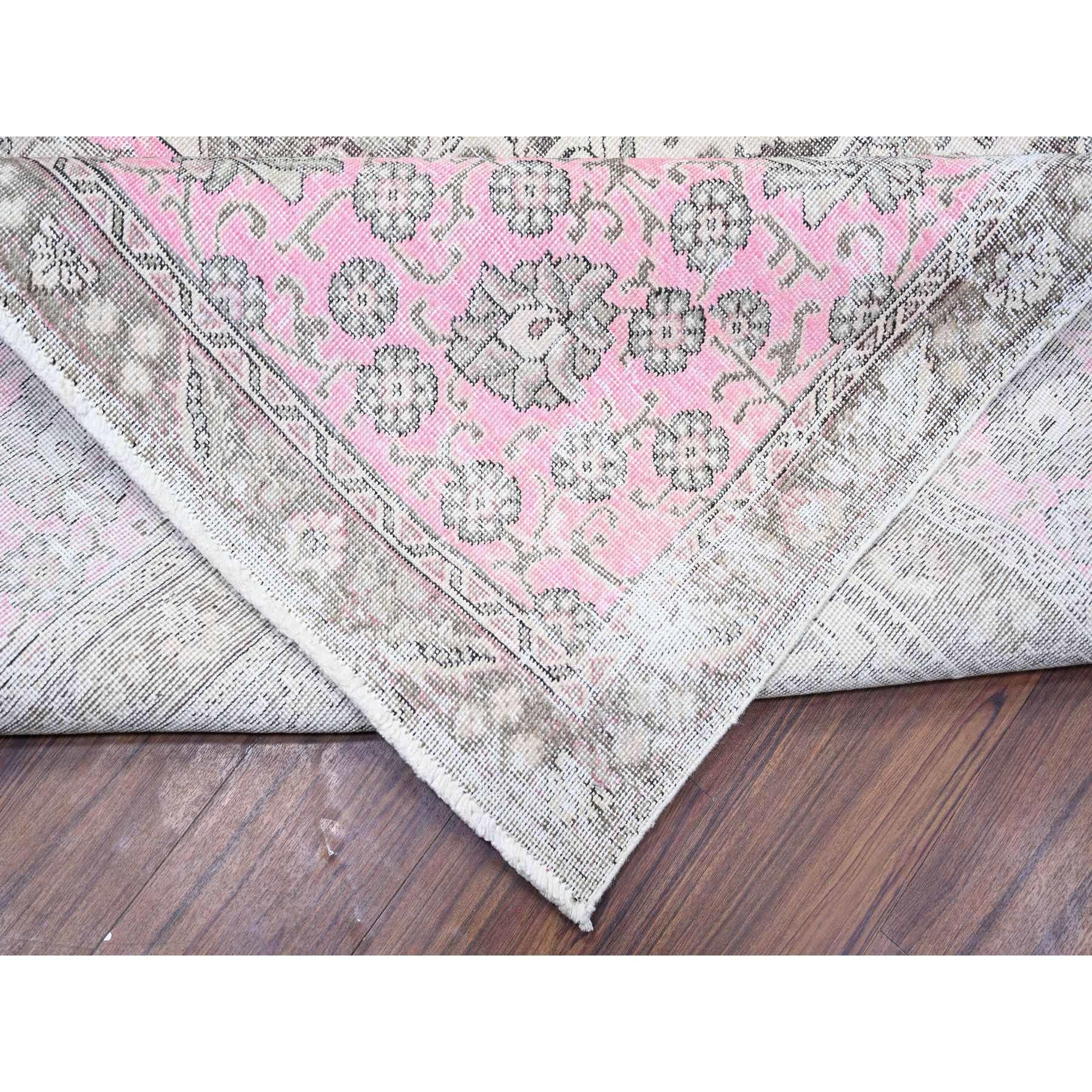 Mid-20th Century Blush Pink Vintage Tabriz Worn Out Soft Wool Hand Knotted Rug 11'3