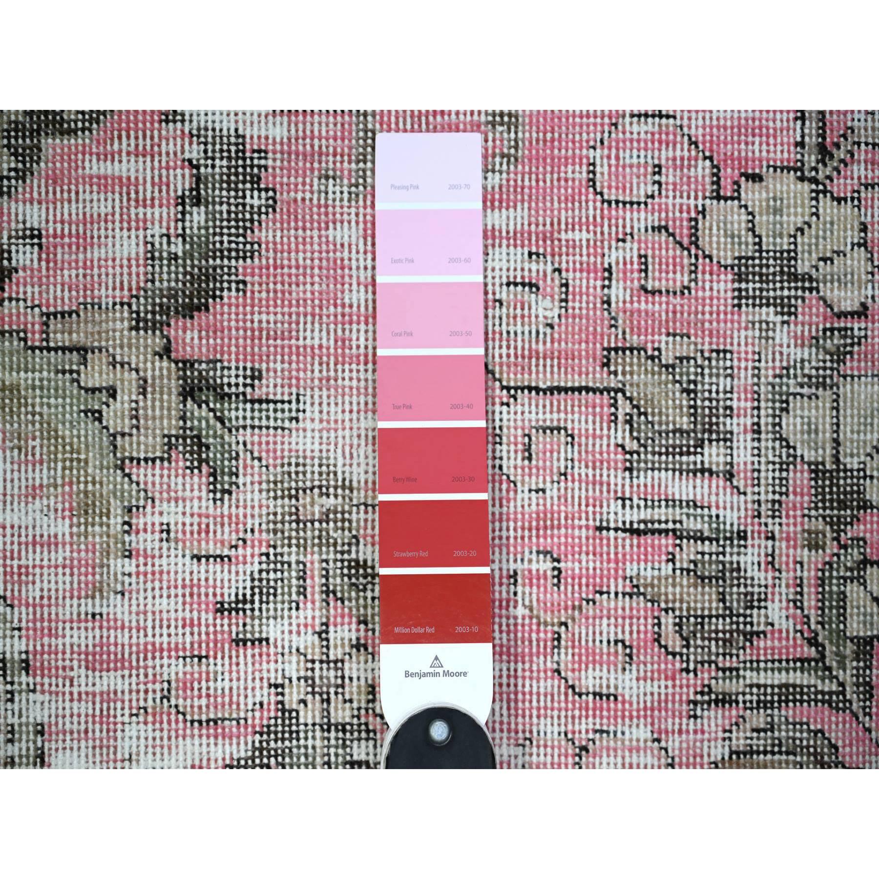 Blush Pink Vintage Tabriz abgenutzt weiche Wolle handgeknüpft Teppich 11'3 