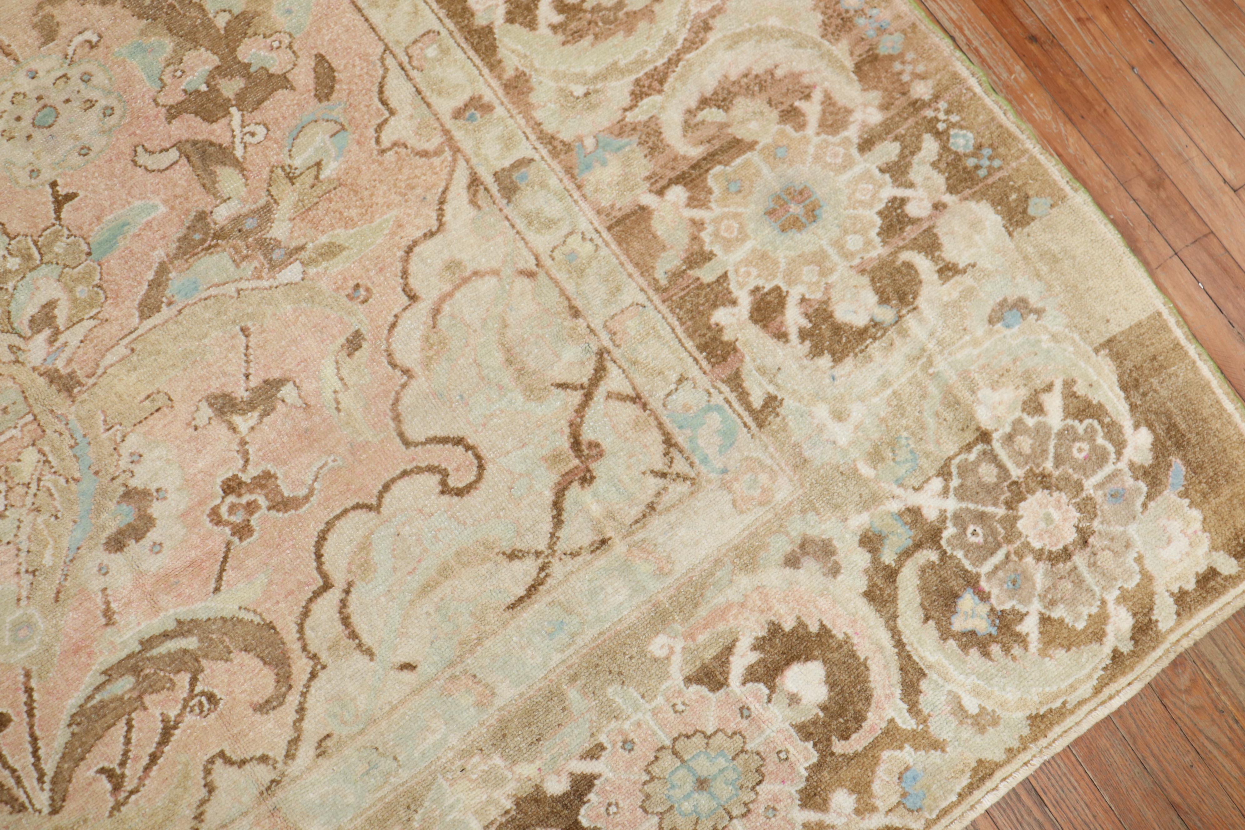 Blush Pink Vintage Turkish Room Size Rug In Good Condition For Sale In New York, NY