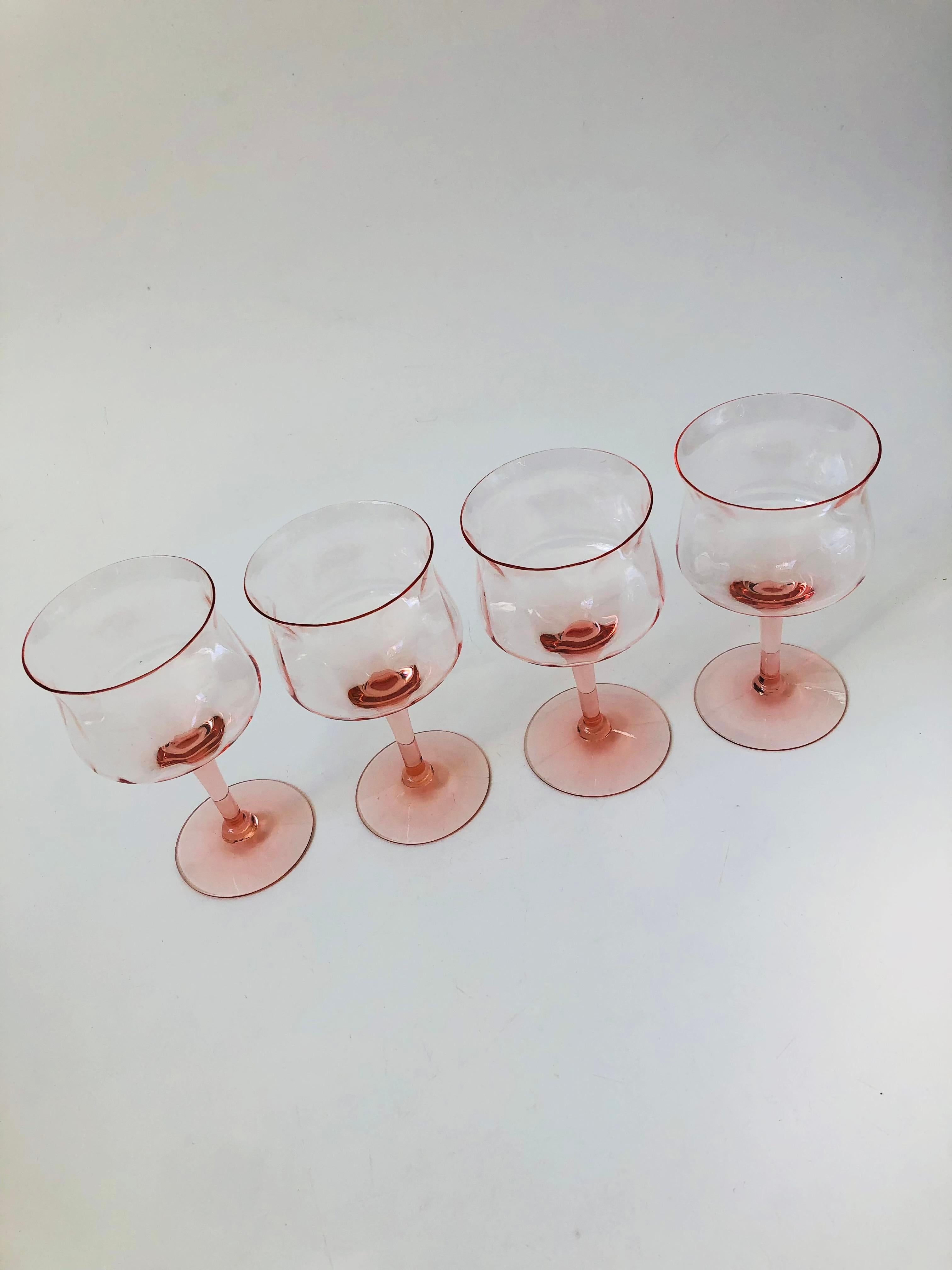 Blush Pink Wine Glasses, Set of 4 at 1stDibs light pink wine glasses