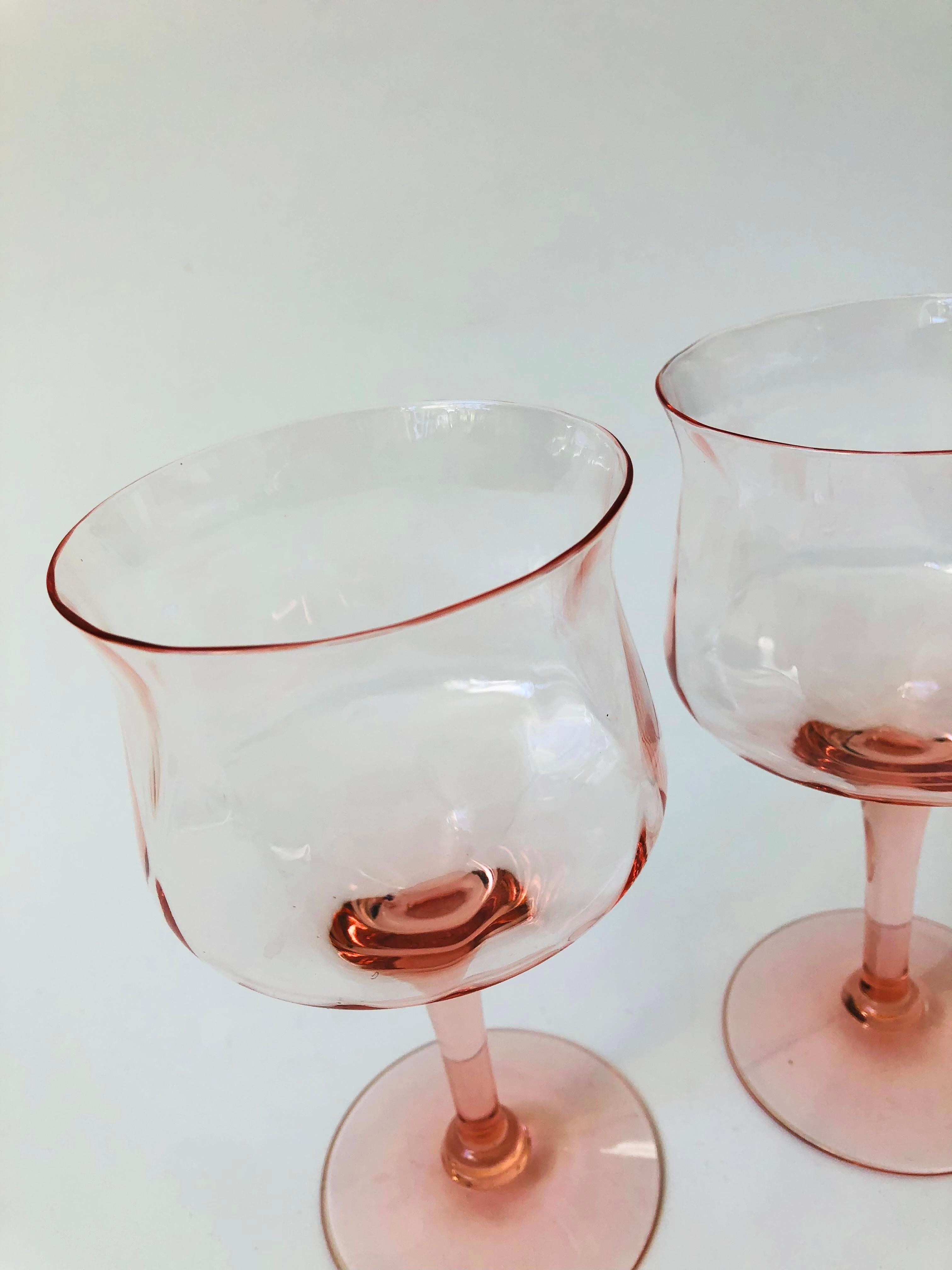 Blush Pink Wine Glasses, Set of 4 at 1stDibs light pink wine glasses