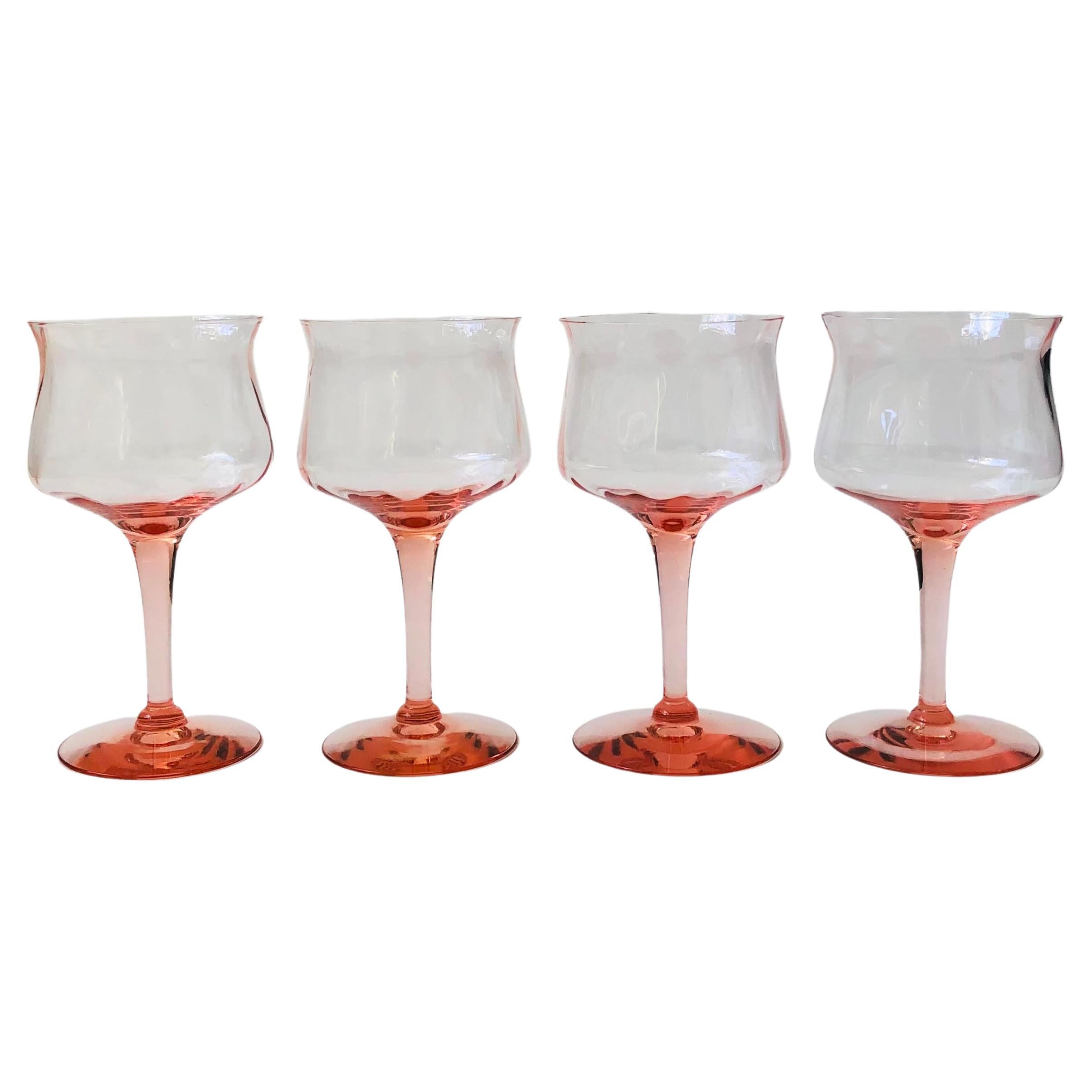 Blush Pink Wine Glasses, Set of 4 at 1stDibs