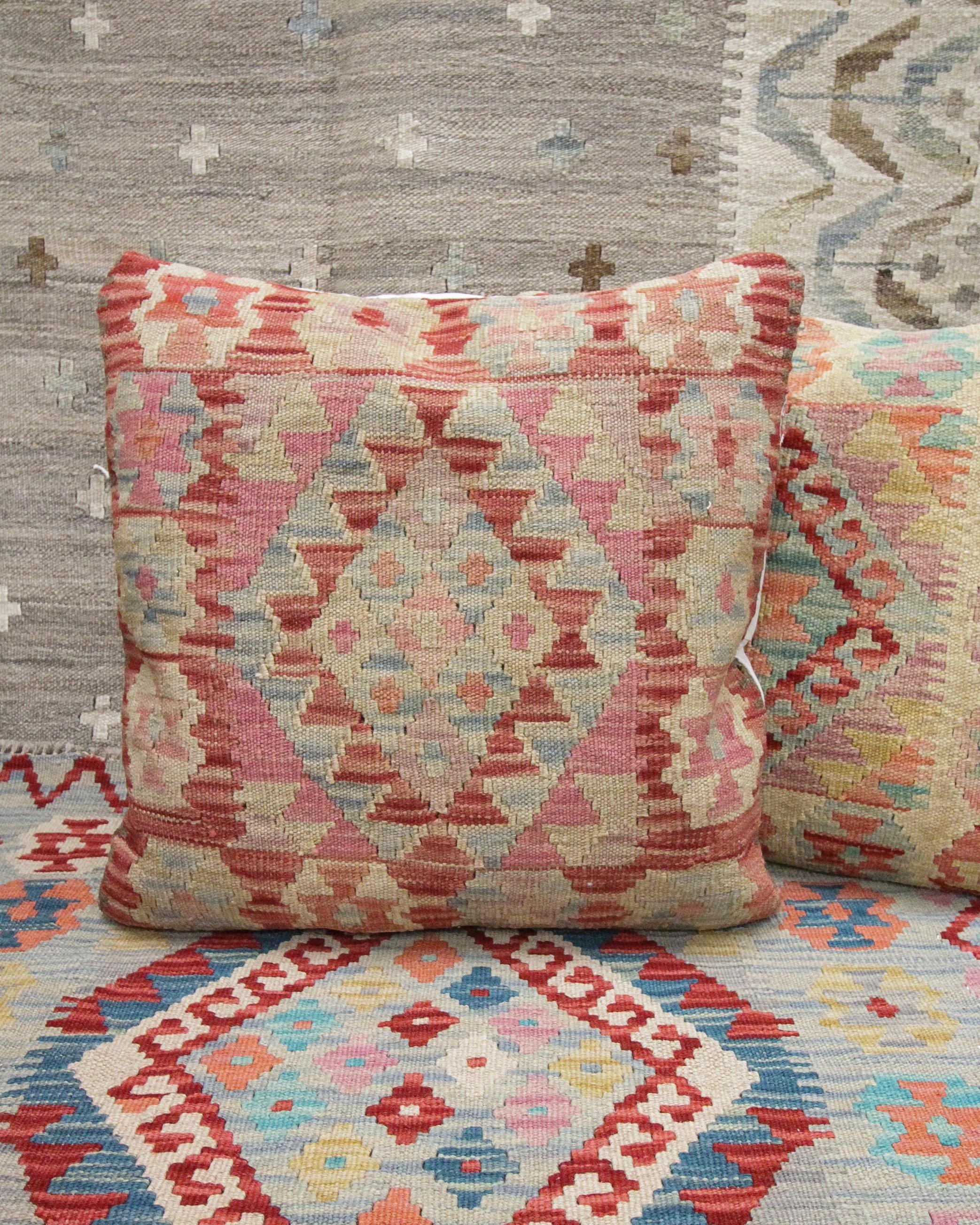 pink geometric cushion covers